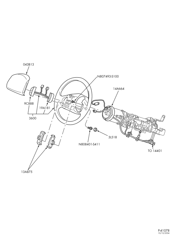 Схема STEERING WHEEL & HORN-Steering wheel & related parts - Lightning-F150