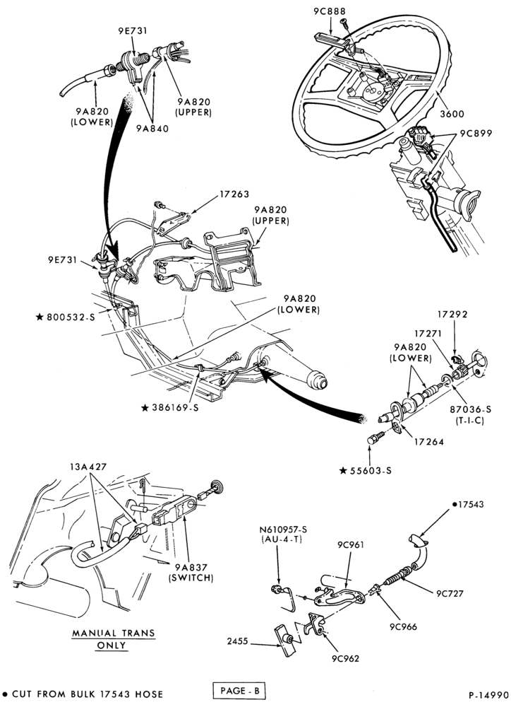 Схема 4 CYL. 2.3L (140 C.I.D.) - TC (TURBO)-Speed control and related parts - passenger compartment- Page B
