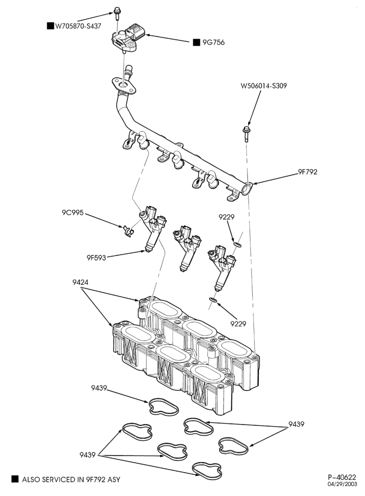 Схема 6 CYL. 3.0L - DOHC-Fuel injection injectors, fuel lines manifold & related parts