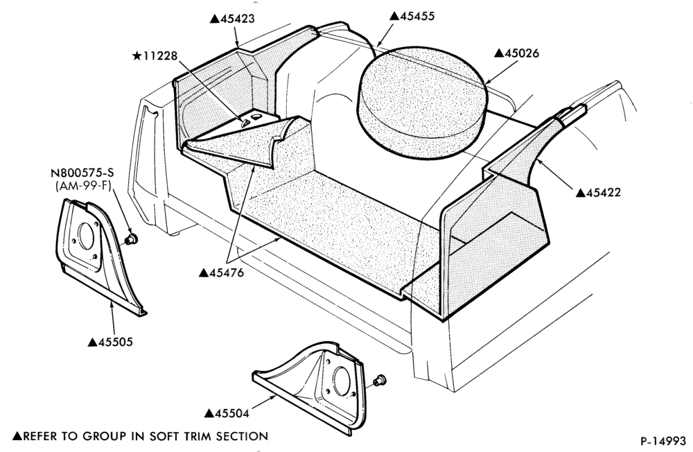 Схема SOFT, INTERIOR TRIM-Luggage compartment  - w/spare tire cover- Ford
