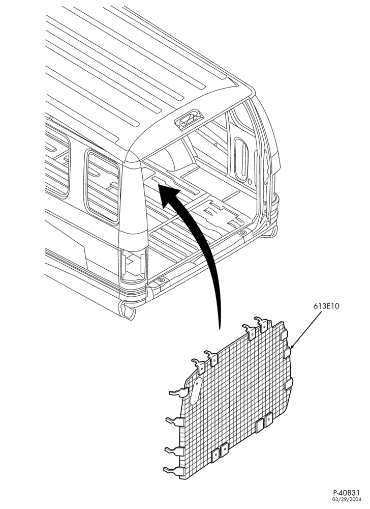 Схема LIFT/TAILGATE, BACK-OF-CAB, BACK WINDOW-Partition-E150/450