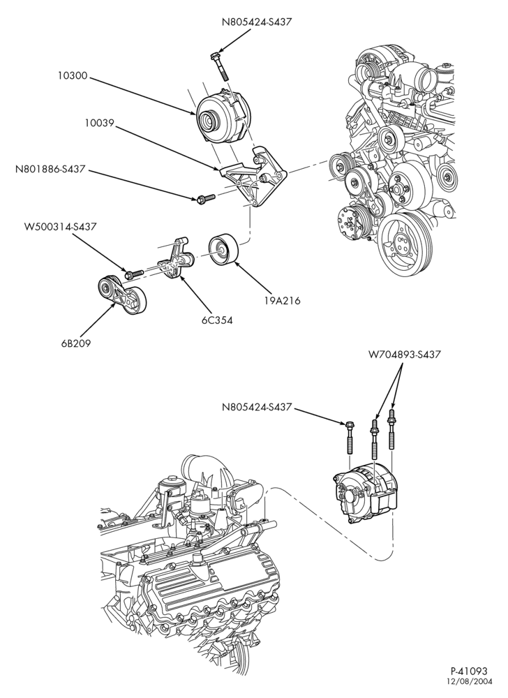 Схема Генератор, INSTRUMENT CLUSTER, BATTERY-Alternator installation - 8 cyl. 6.0L - Diesel