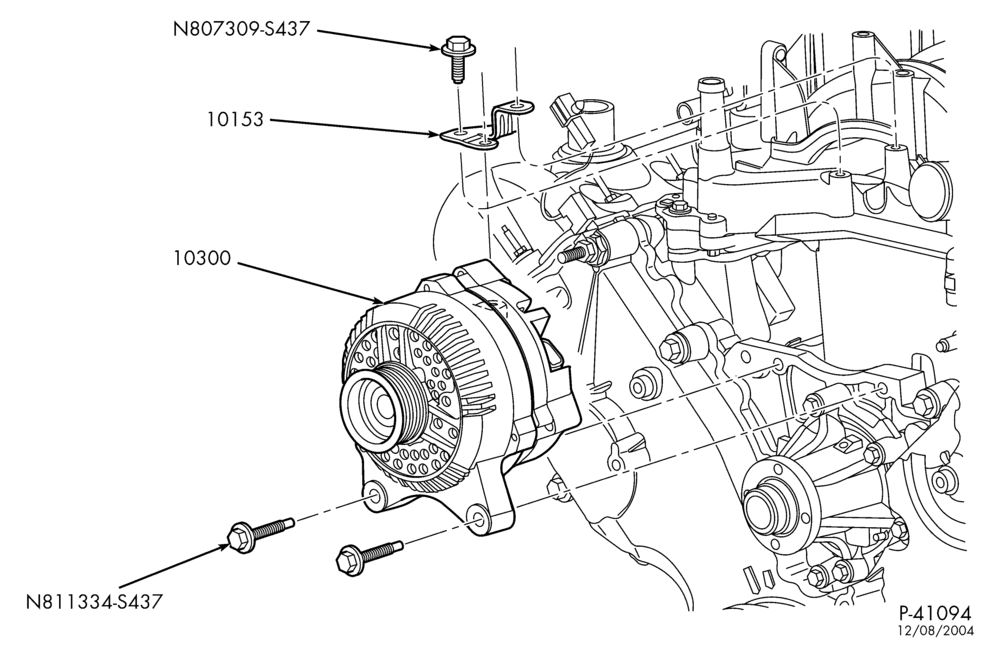 Схема Генератор, INSTRUMENT CLUSTER, BATTERY-Alternator - mounting bracket & related parts - 8 cyl. 4.6L, 5.4L & 10 cyl. 6.8L