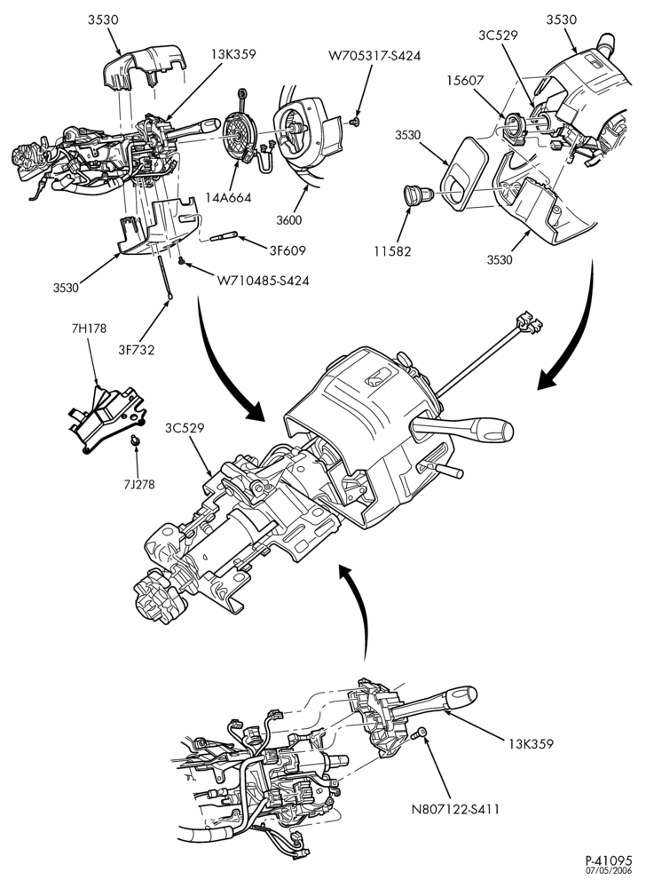 Схема STEERING-Steering column - floor shift - Page A