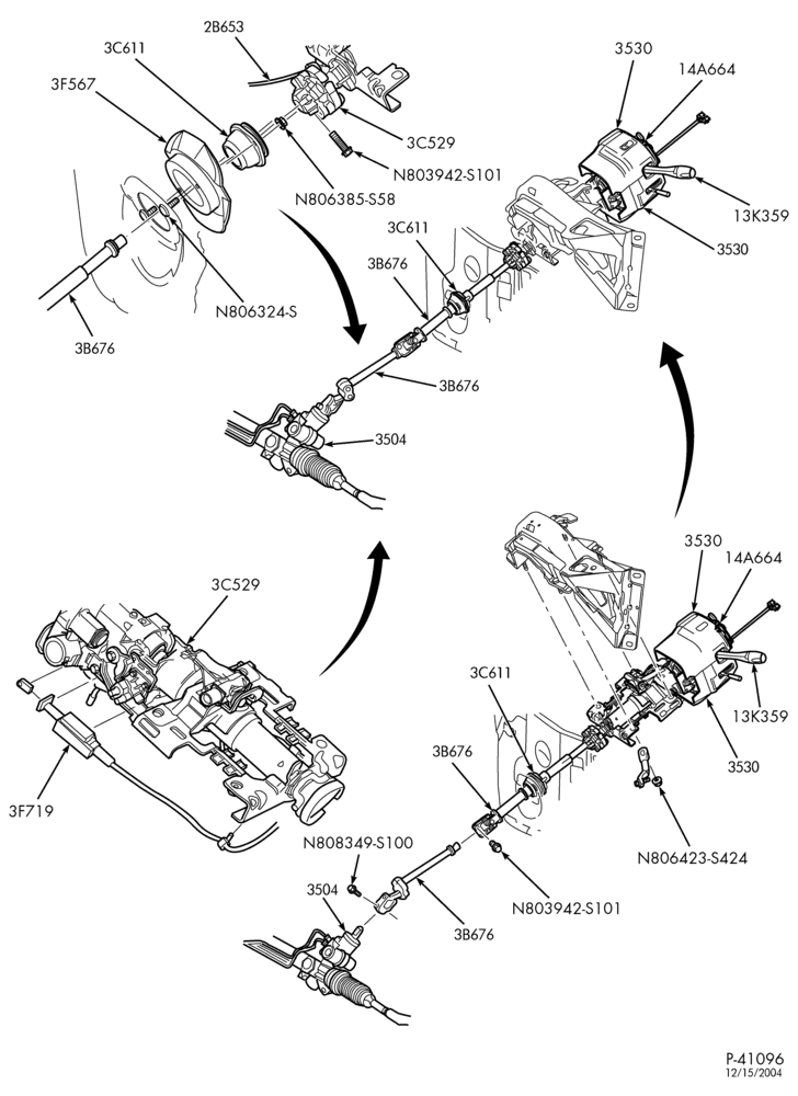Схема STEERING-Steering column - floor shift - Page B