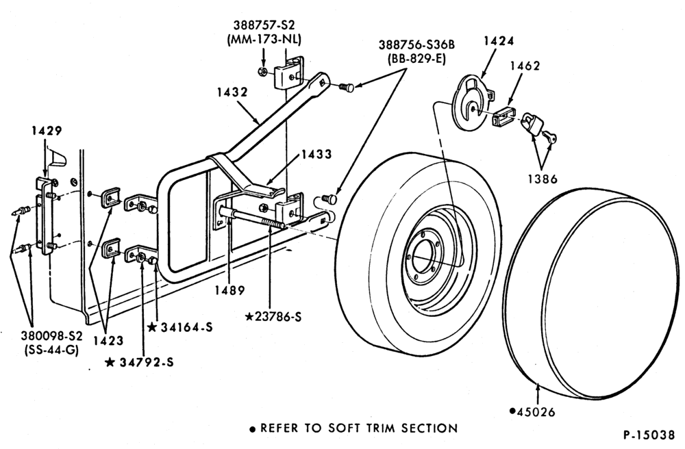 Схема SPARE WHEEL CARRIERS-(Super Van/Wagon)- swing away-E100/150