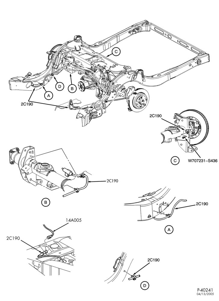 Схема BRAKES-Anti-lock brake sensors - rear - with & without traction control & ABS