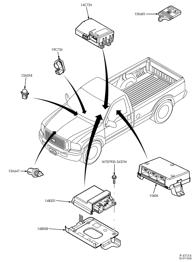Схема ELECTRICAL SYSTEMS-Vehicle modules & sensors-F250SD/550SD