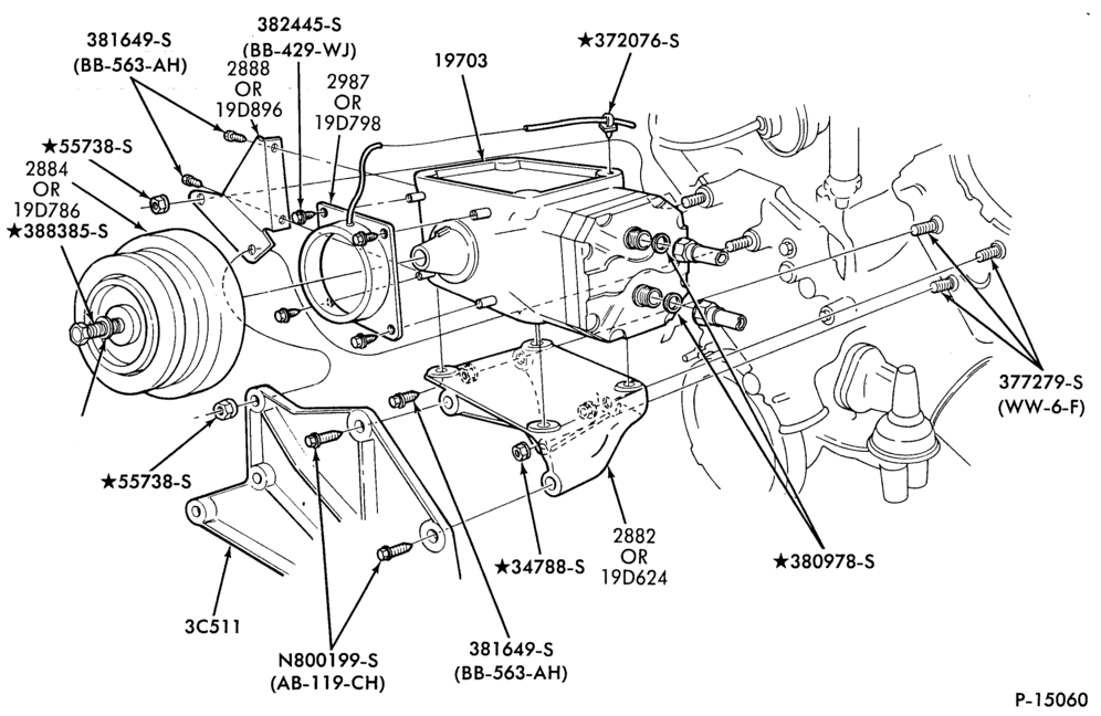 Схема AIR CONDITIONER-Compressor Installation - hang-on  - integral- 8 cyl.