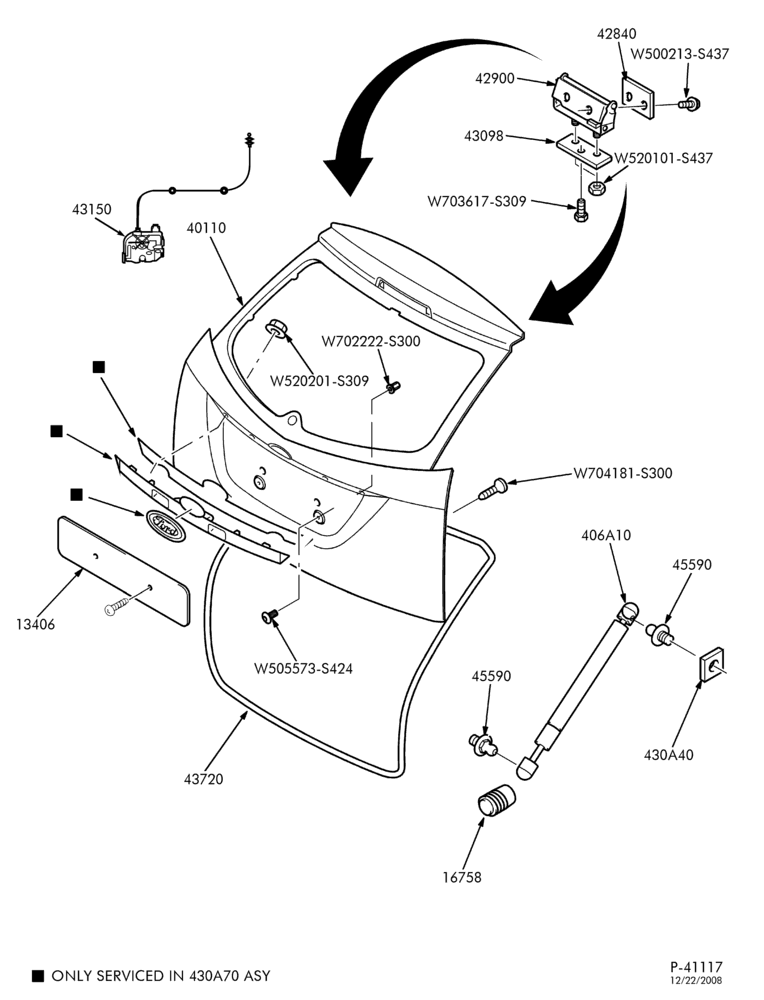Схема LIFT/TAILGATE, LUGGAGE & BACK WINDOW-Liftgate & related parts - B/T 58 & 61