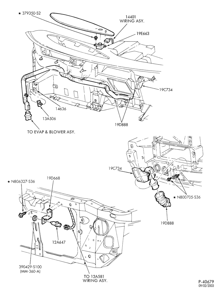 Схема AIR CONDITIONING-Temperature control sensor & hose assembly - with EATC-F150