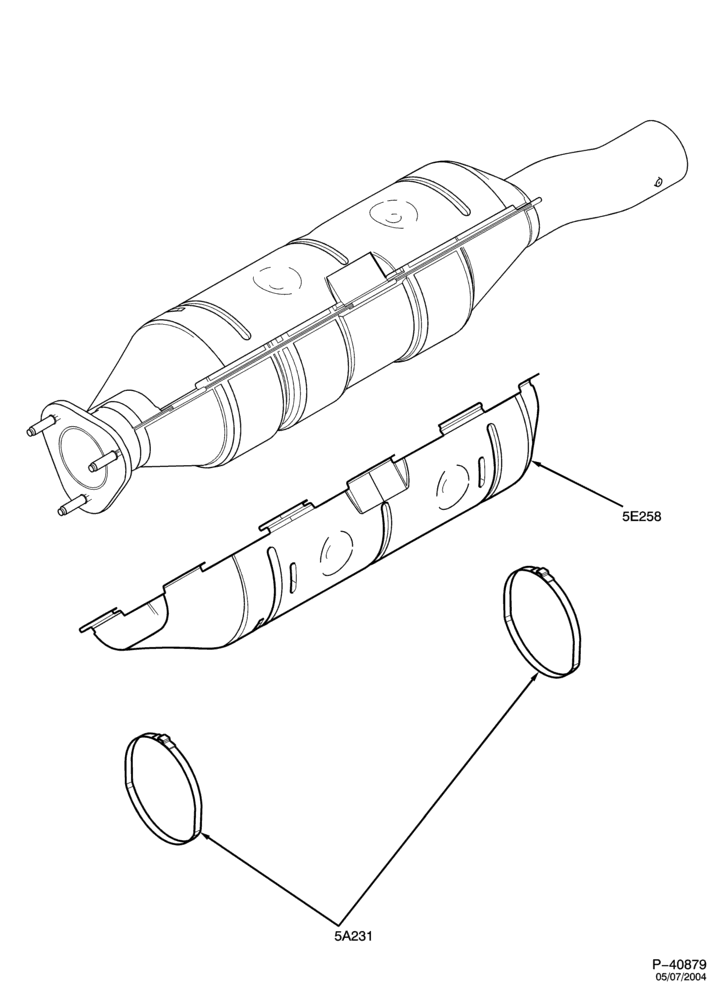 Схема SPRING, STABILIZERS, REAR SUSPENSION-Exhaust system - heat shields - 8 cyl. 5.4L - CNG cutaway & chassis cab-E450