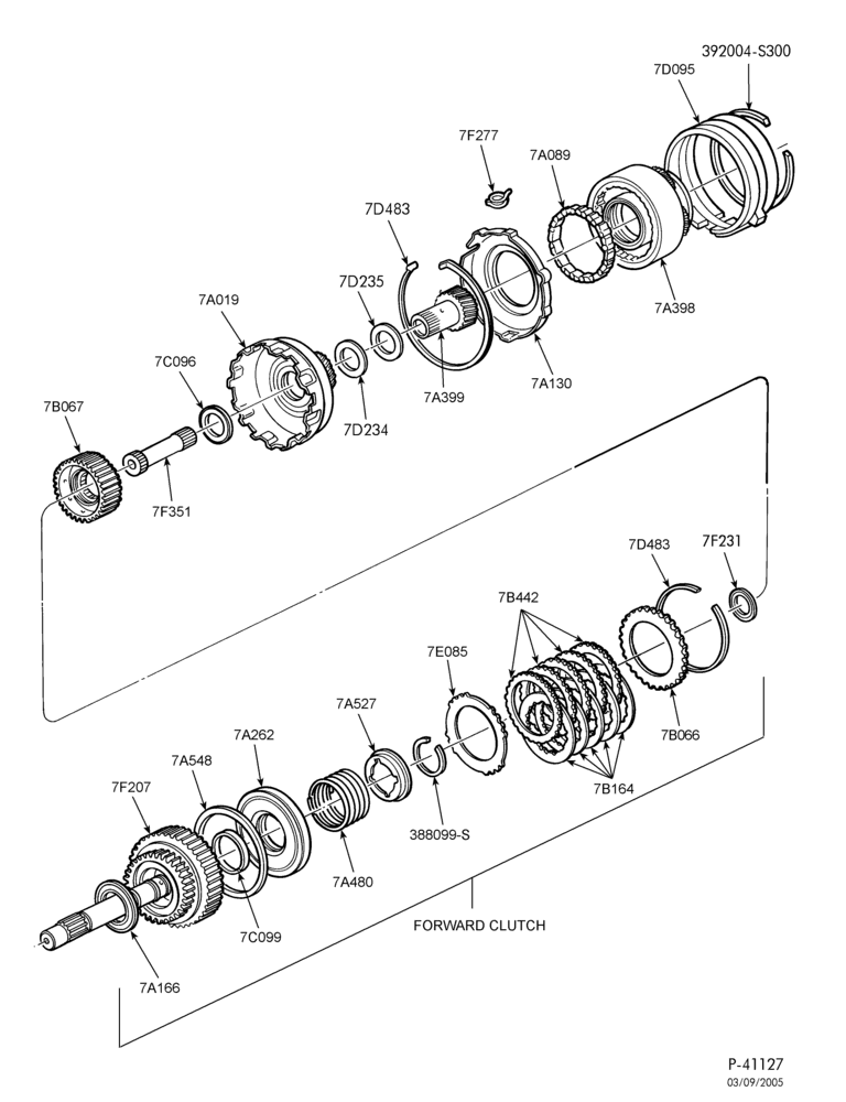 Схема 4R70W TYPE - INTERNAL PARTS-Forward clutch, low one-way clutch, planetary & reverse band
