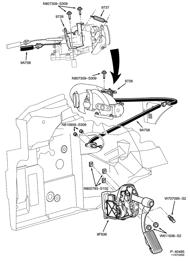 Схема 8 CYL. 6.0L - DIESEL-Accelerator linkage - with adjustable pedals