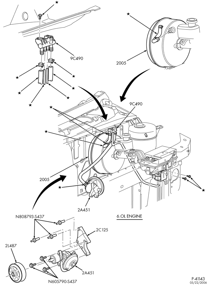 Схема DISTRIBUTOR AND IGNITION SYSTEM-Vacuum system - 8 cyl. 6.0L