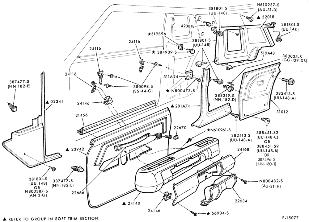 Схема SOFT, INTERIOR TRIM-Interior trim panels - body types 66K and L