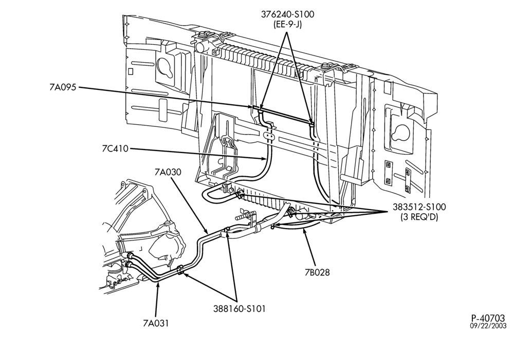 Схема 4R75W TYPE-EXTERNAL PARTS - Transmission cooling system-E150/350