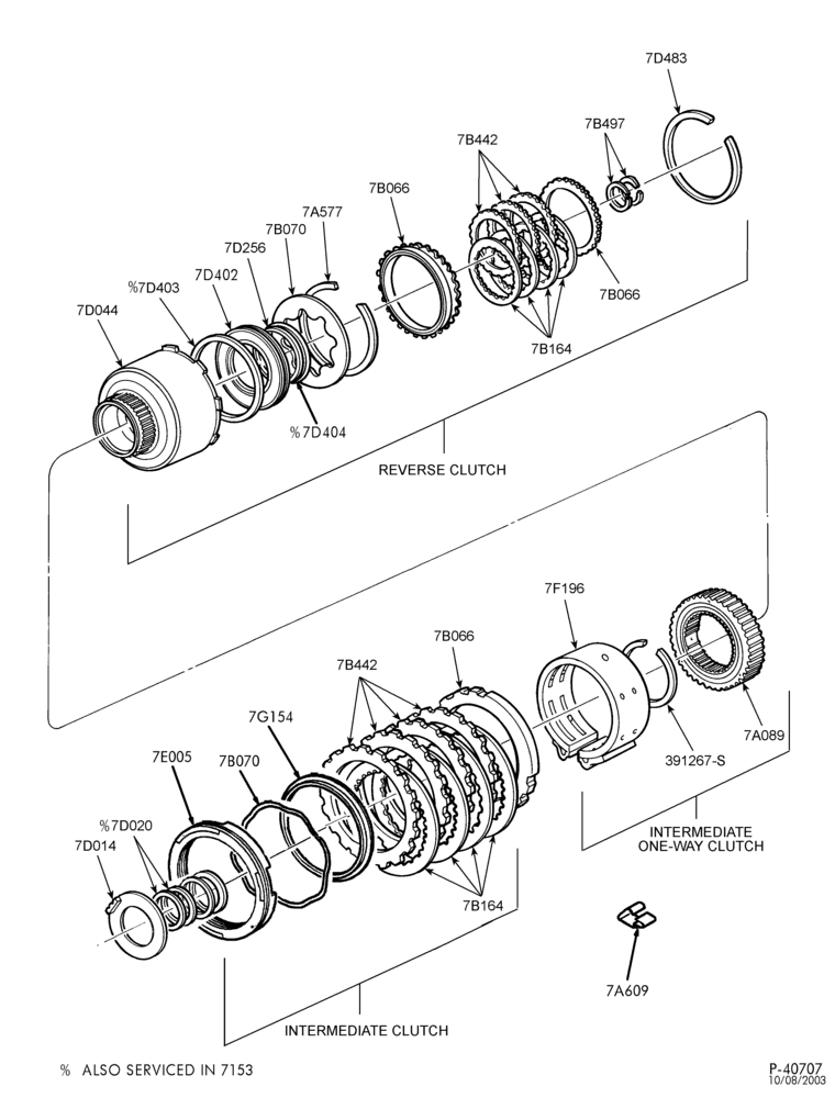 Схема 4R75W TYPE-INTERNAL PARTS-Intermediate clutch, overdrive band & reverse clutch