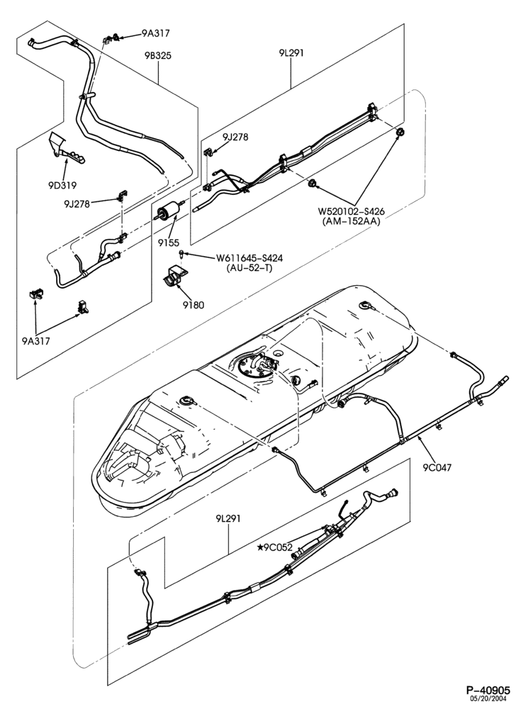 Схема 10 CYL. 6.8L-Midship tank fuel lines & related parts