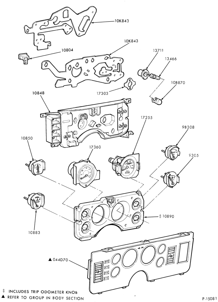 Схема DISTRIBUTOR AND IGNITION SYSTEM-Instrument cluster parts