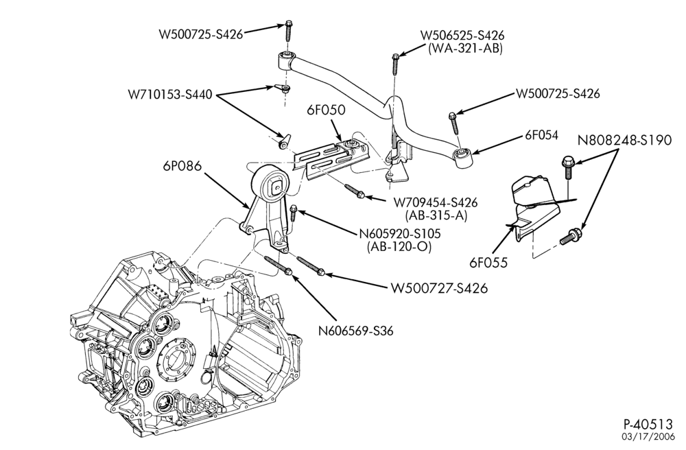 Схема 6 CYL. 3.0L - DOHC-Engine supports - roll restrictor - 4F50N - 4 valve