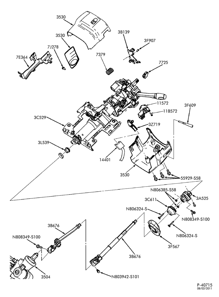 Схема STEERING-Steering column - column shift - Page A
