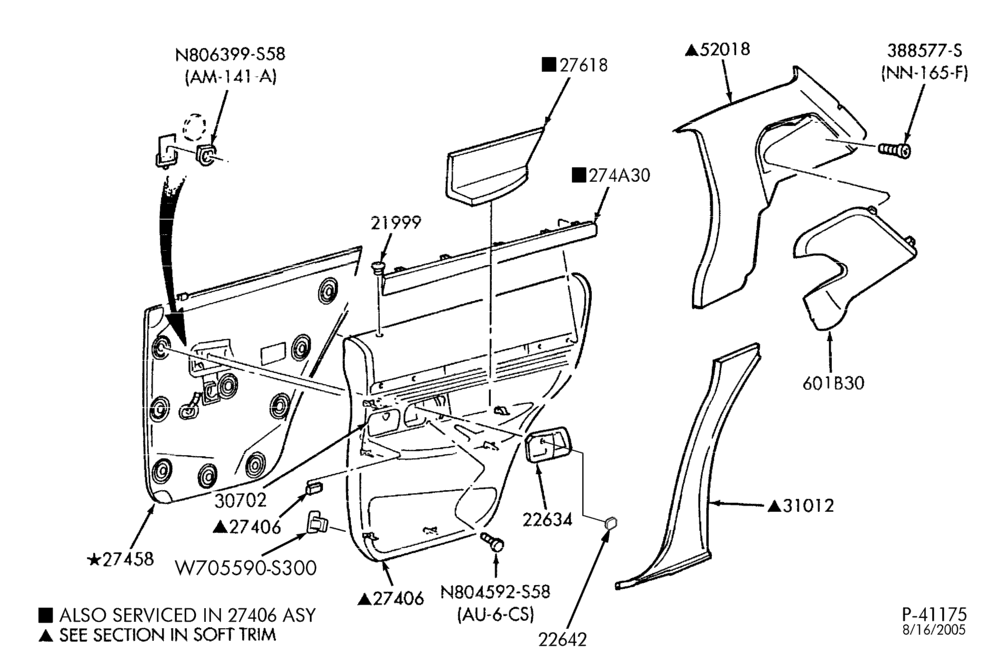 Схема SOFT, INTERIOR TRIM-Interior trim panels & related parts - B/T 54 - Mercury - Rear