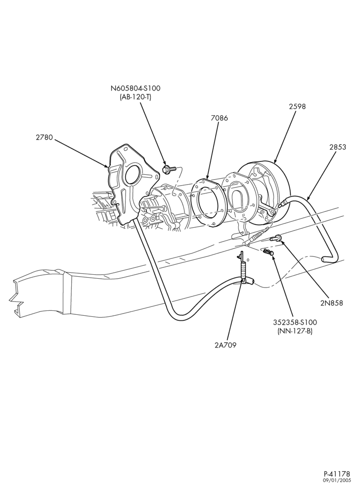 Схема BRAKES-Parking brake system - transmission mounted-E450