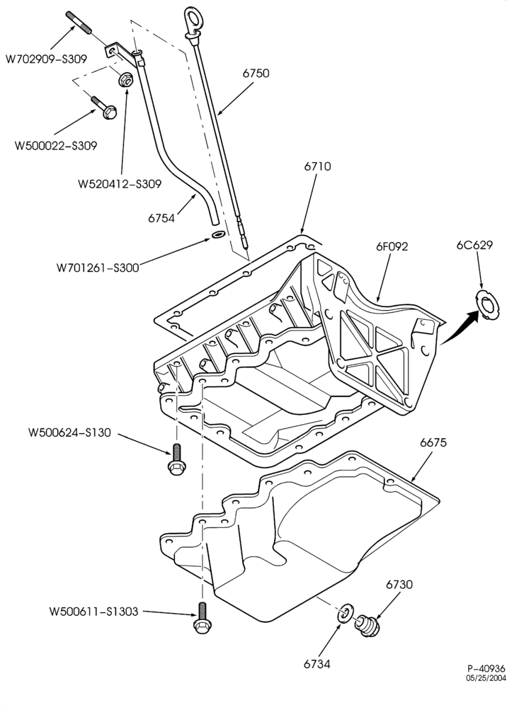 Схема 4 CYL. 2.0L - DOHC-Oil pan, dipstick & related parts