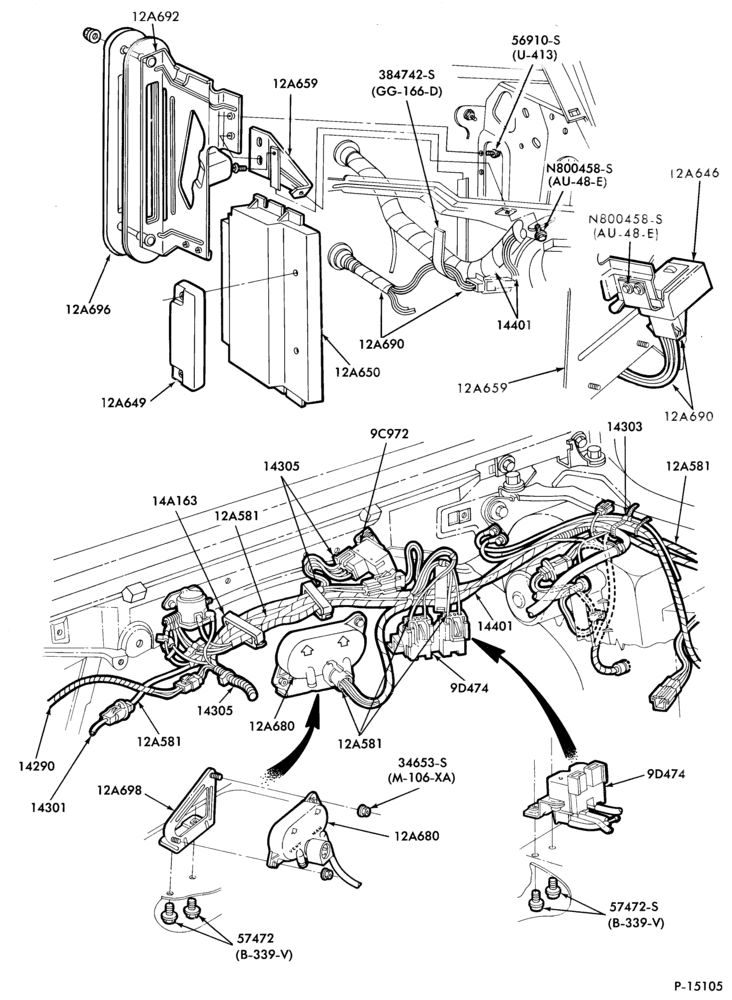 Схема 8 CYL. 5.8LW (351 C.I.D.) - W-Electronic engine control (E.E.C. II)- Page A