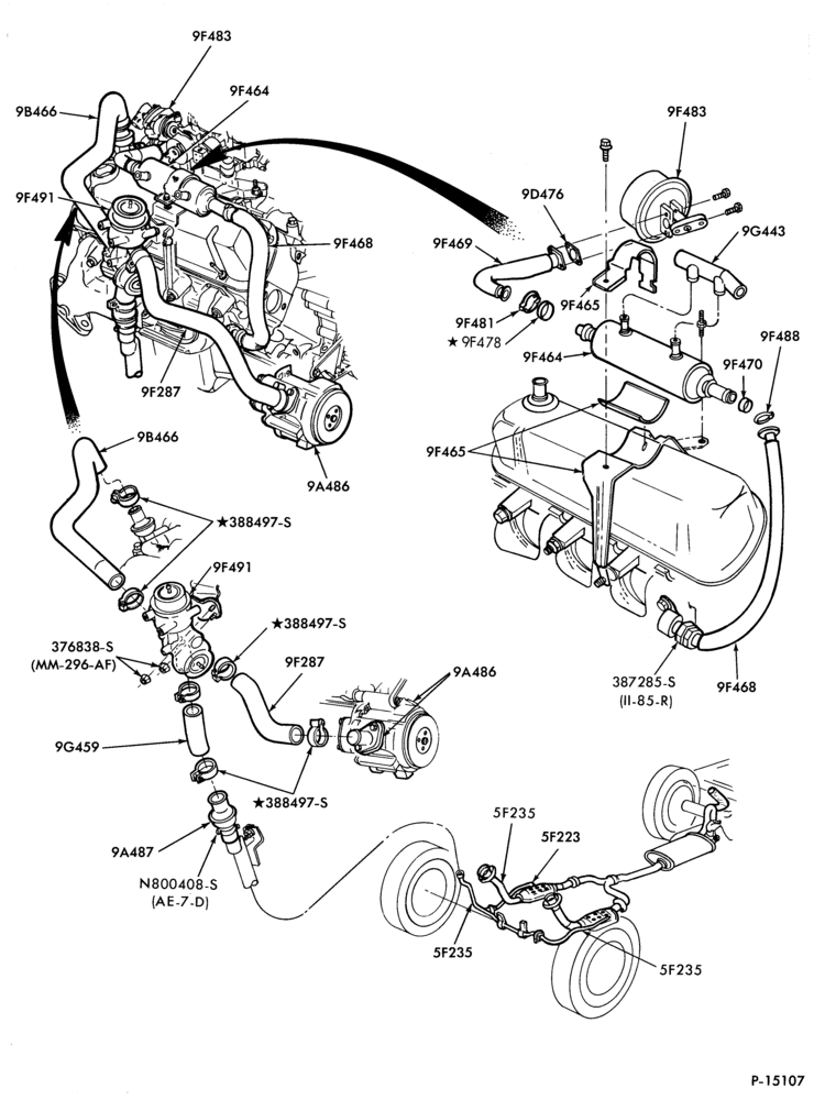 Схема 8 CYL. 5.8LW (351 C.I.D.) - W-Electronic engine control (E.E.C. II)- Page C