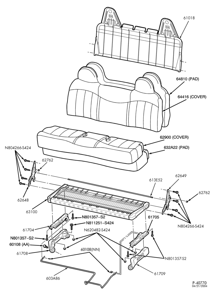 Схема SEATS AND SEAT BELTS-Front seat - full bench-F150