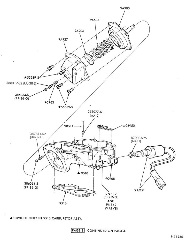 Схема 8 CYL. 4.2L (255 C.I.D.)-Carburetor - Ford 2/B (VV)- main body