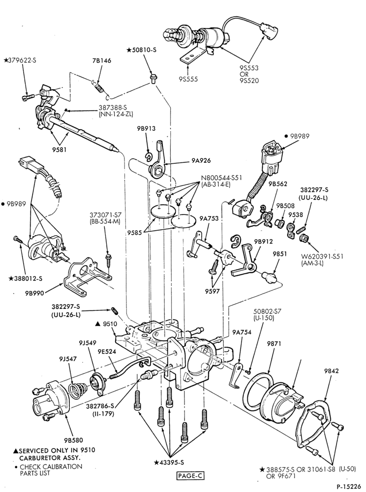 Схема 8 CYL. 4.2L (255 C.I.D.)-Carburetor - Ford 2/B(VV)- throttle body