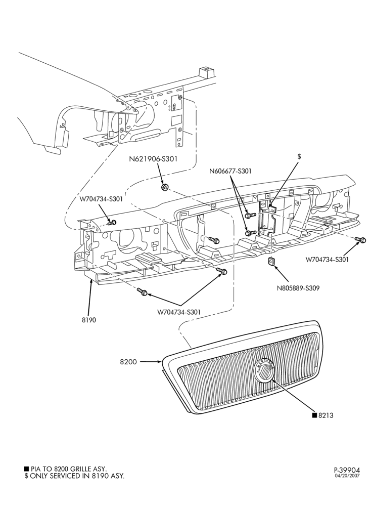 Схема Радиатор, GRILL AND COOLING-Radiator grille & related parts - Mercury