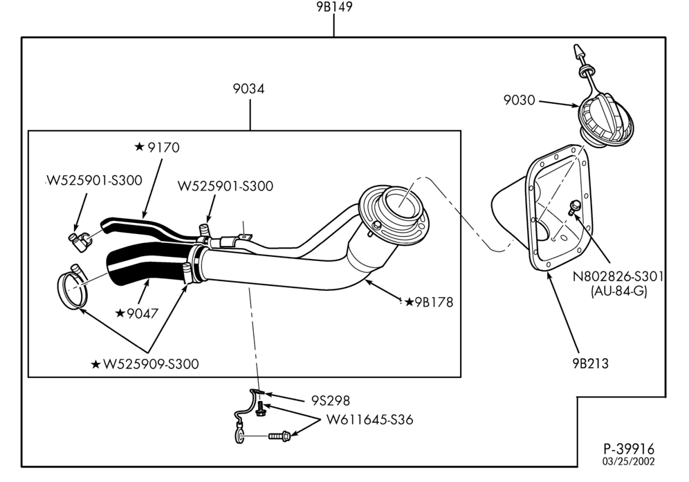 Схема 10 CYL. 6.8L-Fuel filler pipe installation - aft axle tank - E550