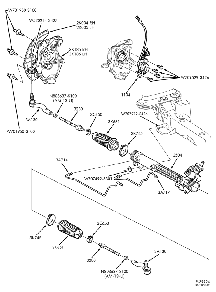 Схема STEERING-Steering gear assembly installation