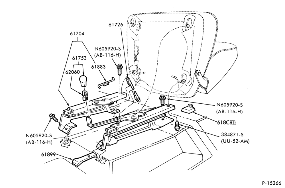 Схема SEATS-Front seat parts - bucket  - captains chair - lower half - driver-U150