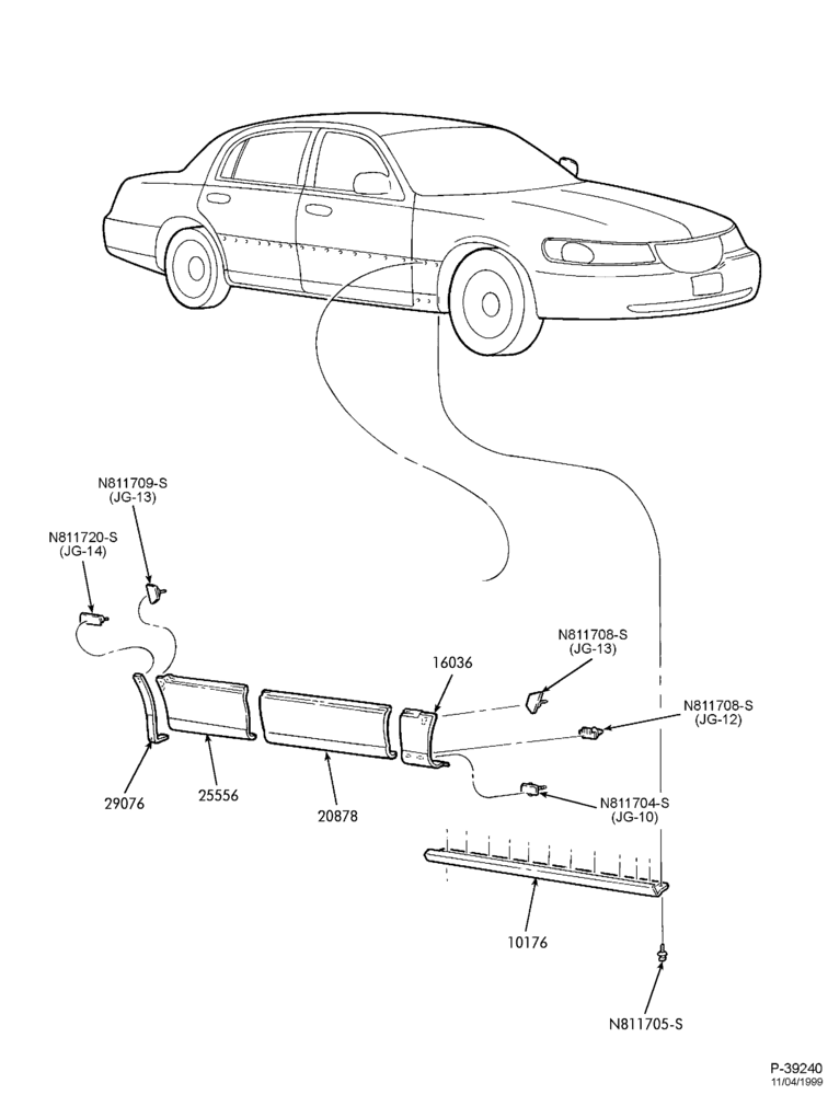 Схема LINCOLN TOWN CAR -- DOOR EDGE GUARDS
