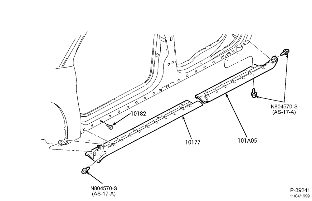 Схема SABLE - GS OR LS - ROCKER PANEL MOULDINGS