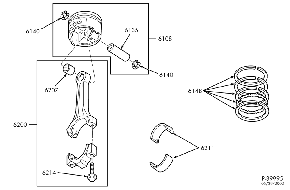Схема 8-цил. 4,6 л - 4V-Engine piston, connecting rod & related parts - Marauder - MA