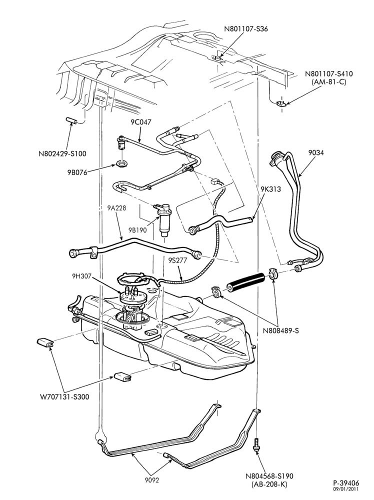 Схема 6 CYL. 3.0L - EXC. DOHC-Fuel system - tank installation - Page A