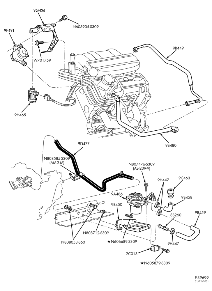 Схема 6 CYL. 3.8L-Secondary air injection (air) - typical