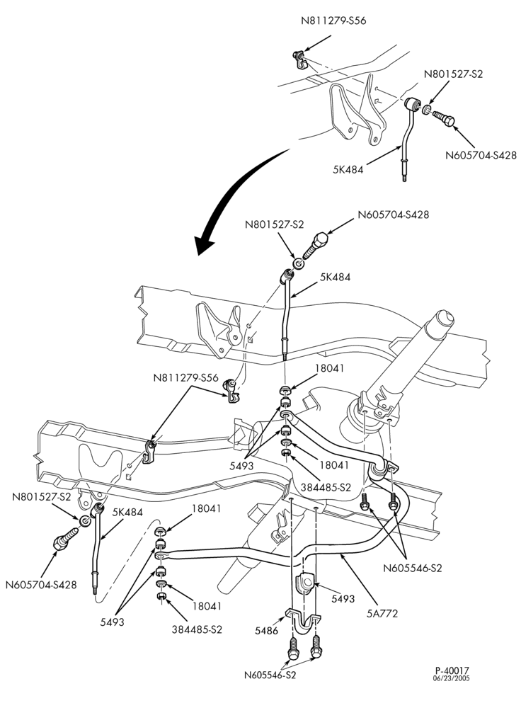 Схема SPRING, STABILIZERS, REAR SUSPENSION-Rear stabilizer bar & related parts-E350/450