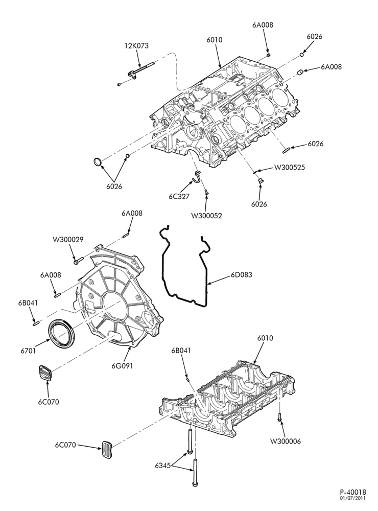Схема 8 CYL. 6.0L - DIESEL-Cylinder block & related parts-E350/450