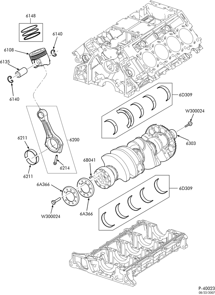 Схема 8 CYL. 6.0L - DIESEL-Crankshaft, pistons & bearings-E350/450