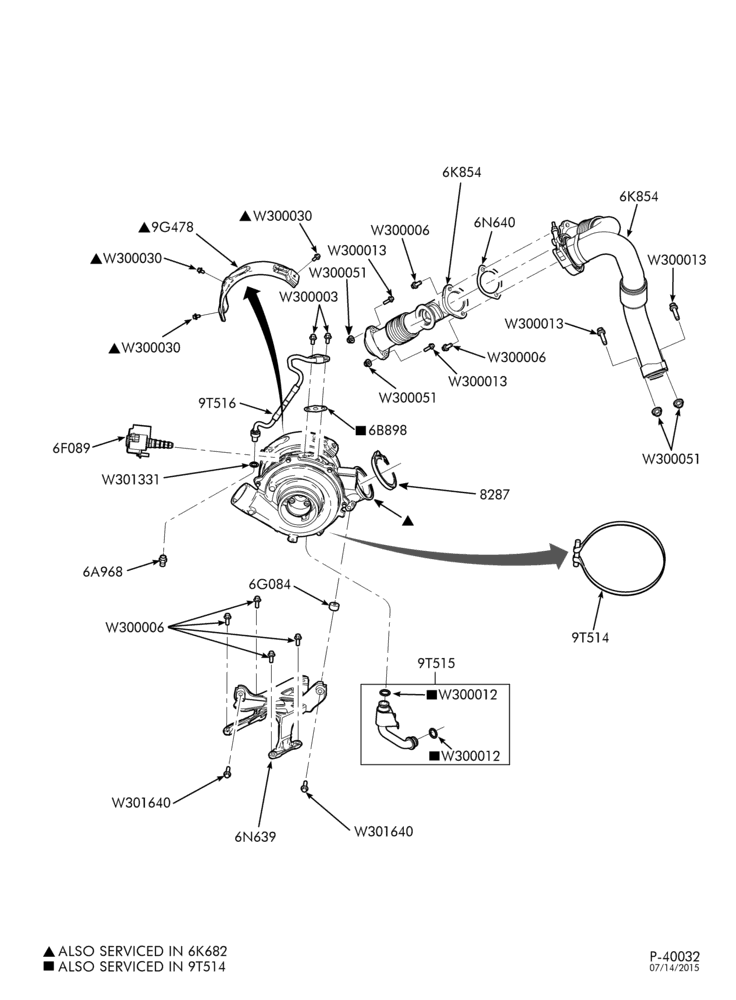 Схема 8 CYL. 6.0L - DIESEL-Turbocharger piping & related parts-E350/450