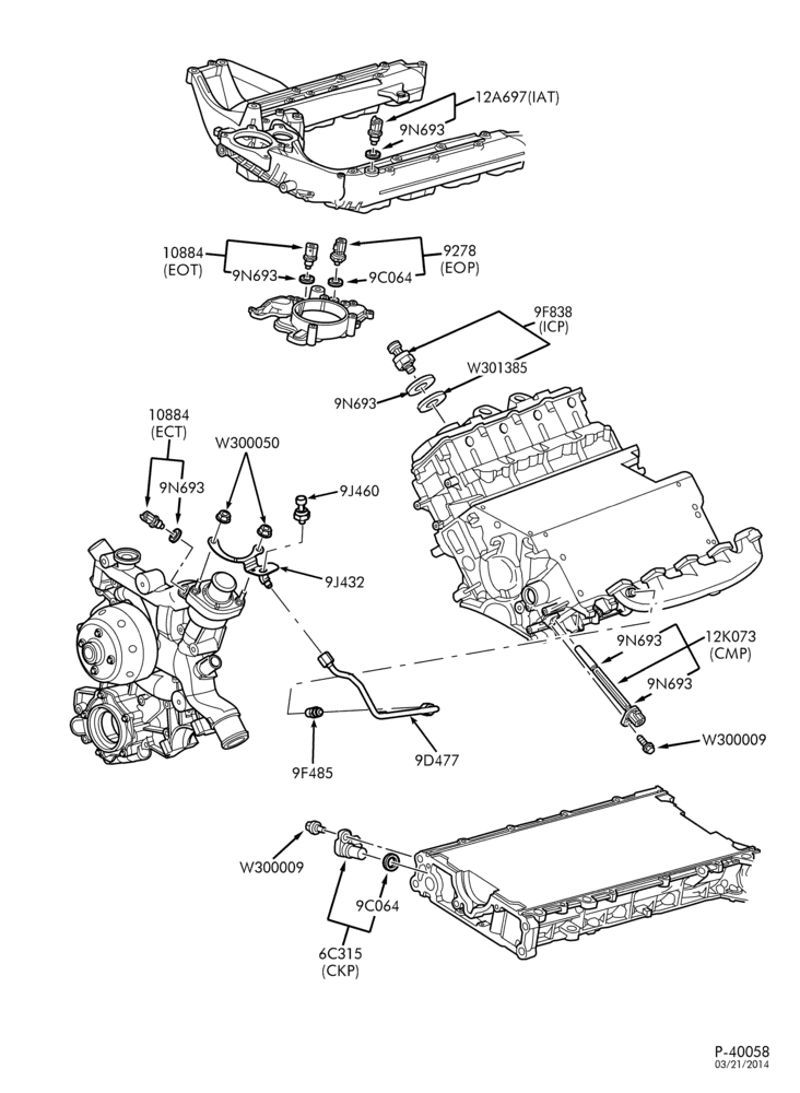 Схема Стартер, IGNITION AND HEADLAMP SWITCHES-Engine sensors - 8 cyl. 6.0L - Diesel