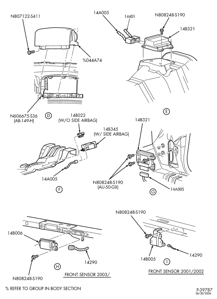Схема ELECTRICAL SYSTEMS-Air bag module, sensor & wiring - Page B