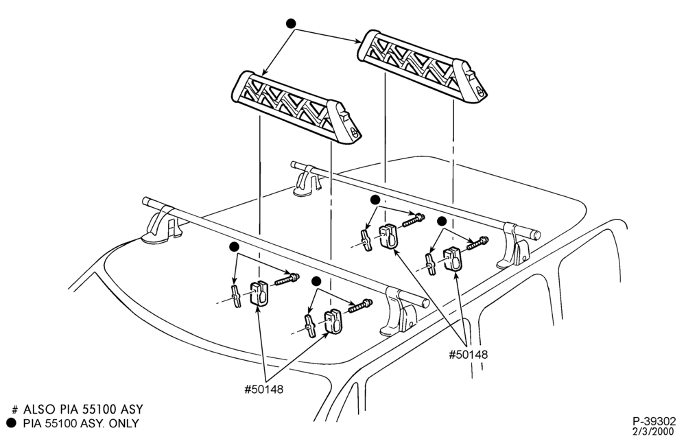 Схема LIFT/TAILGATE, LUGGAGE & BACK WINDOW-Luggage carrier - ski rack - diagonal - removable rack